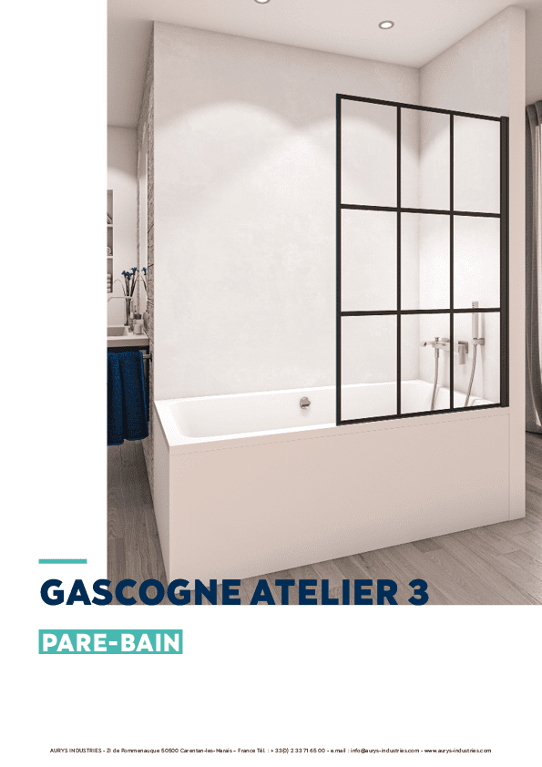 Pare-baignoire verre trempé EN12150 AURYS sérigraphie noir