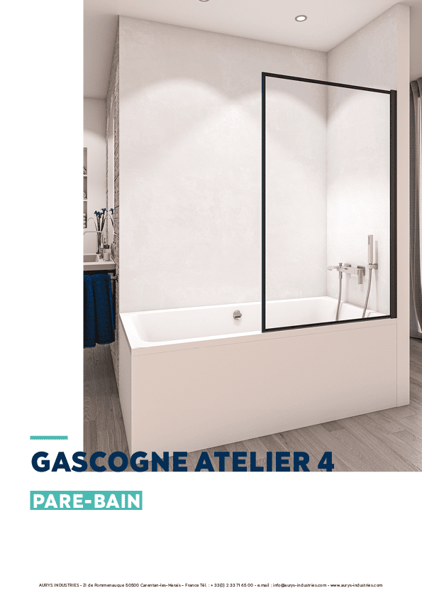 Pare-baignoire verre trempé EN12150 AURYS sérigraphie noir