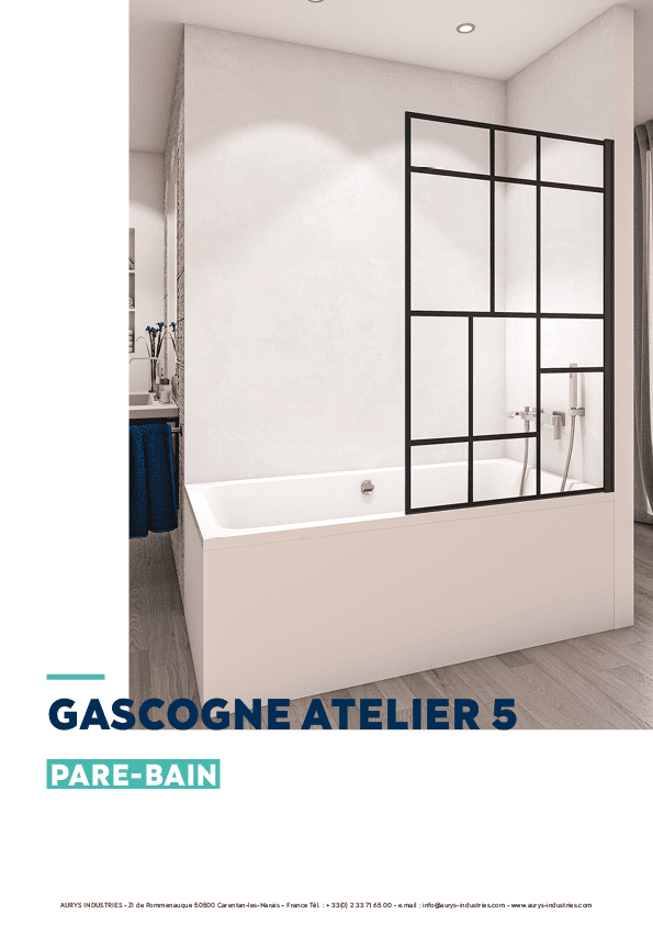 Pare-baignoire verre trempé EN12150 AURYS sérigraphie noir