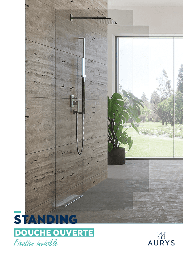 Douche verre paroi walk-in ouverte verre trempé EN12150 AURYS