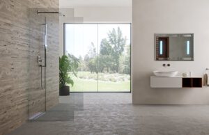 Paroi douche walk-in verre tremp&eacute; sans profil&eacute; 100% design
