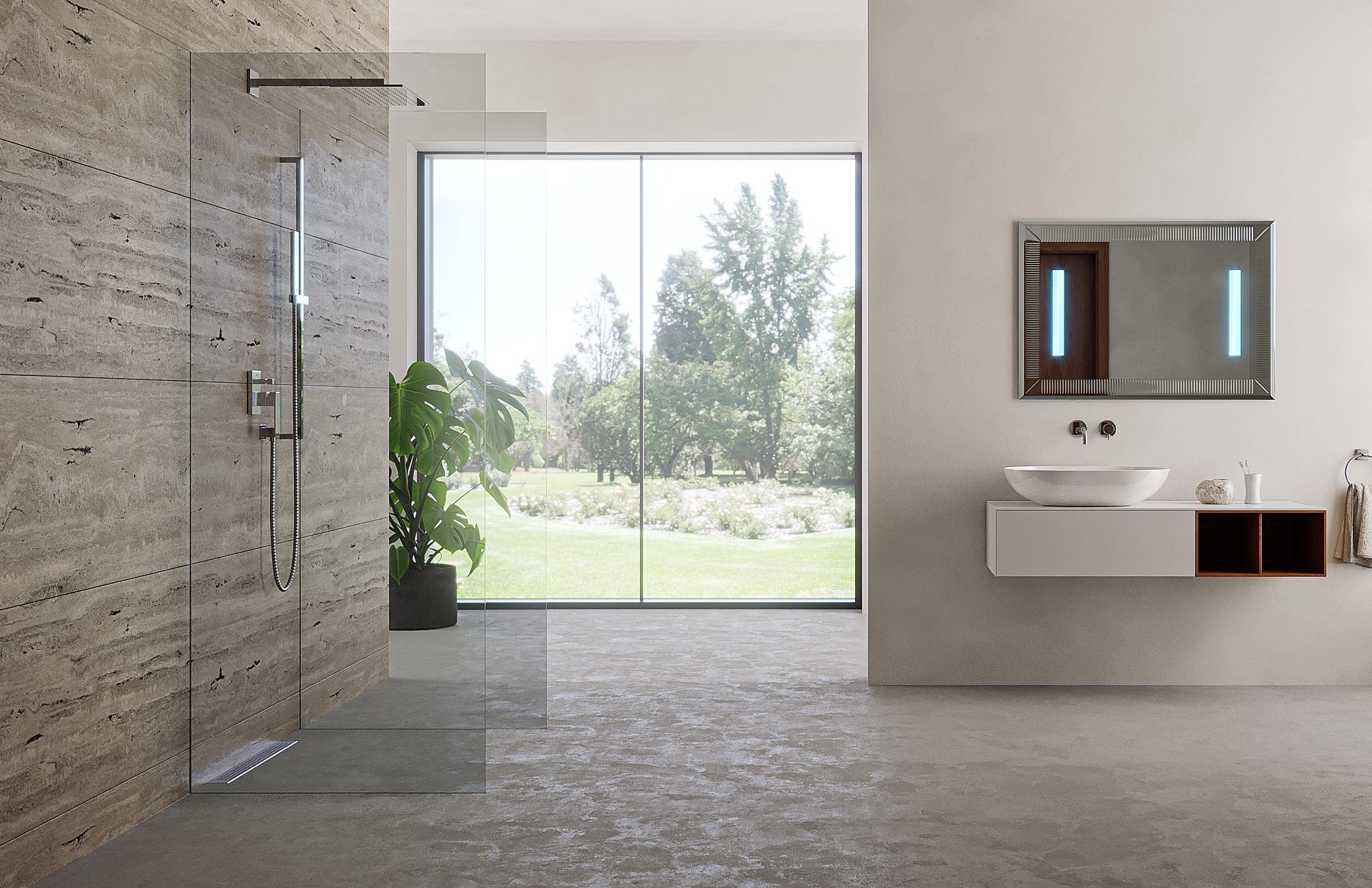Paroi douche walk-in verre trempé sans profilé 100% design