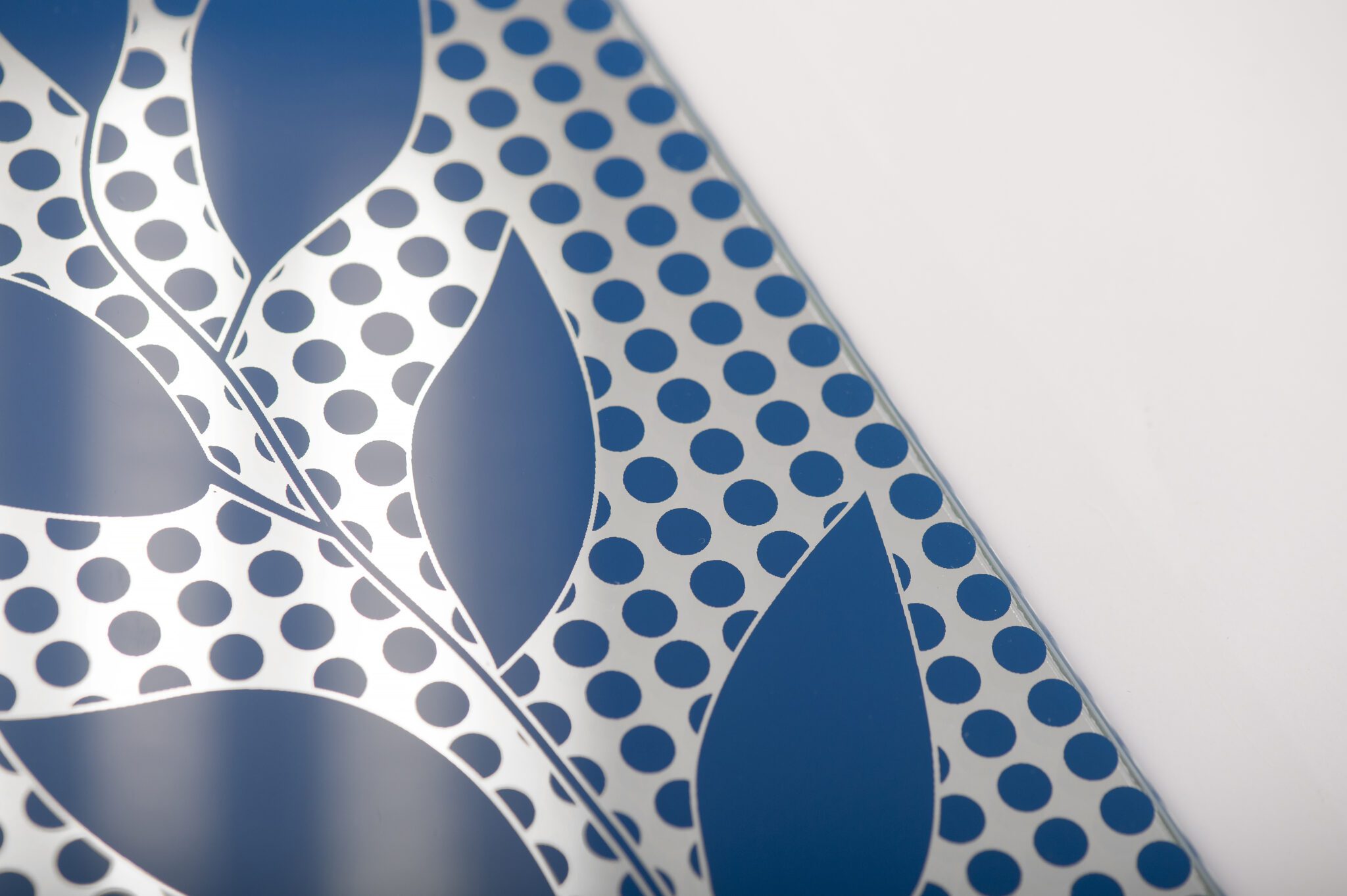 Sérigraphie sous argenture bleu et miroir fabricant et fournisseur français