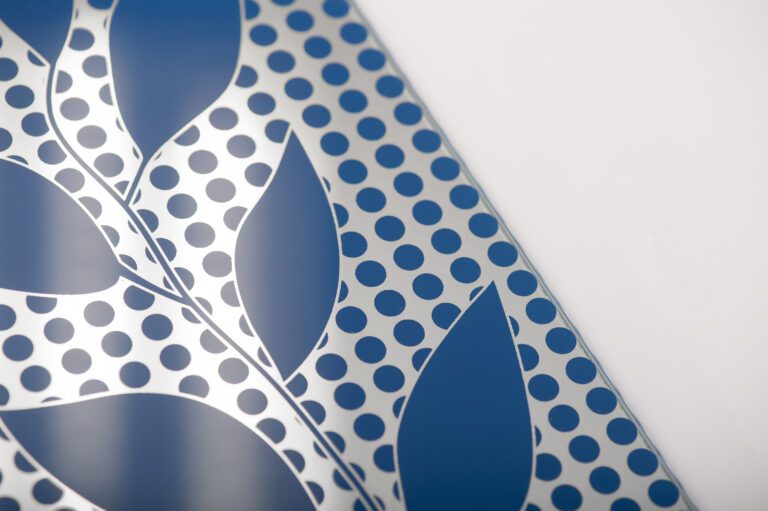 Sérigraphie sous argenture bleu et miroir fabricant et fournisseur français